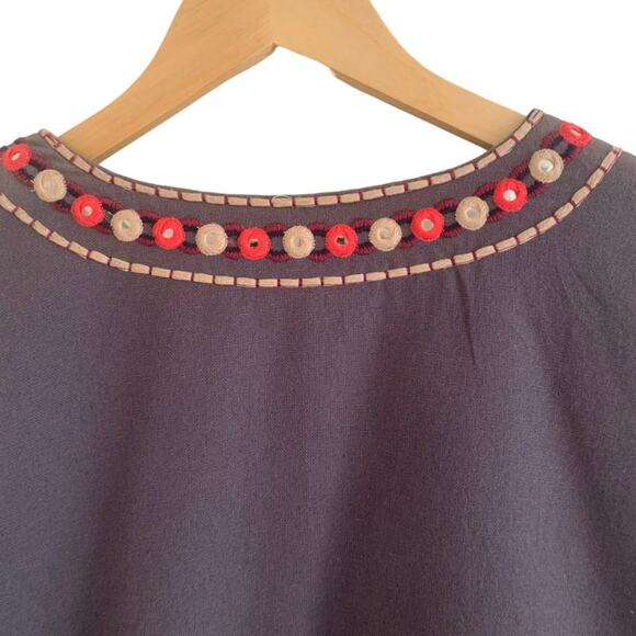 Indigo Moon Womens Sz L Hand Embordered Grey, Beige, Pink, Blue Jacket - Picture 8 of 11